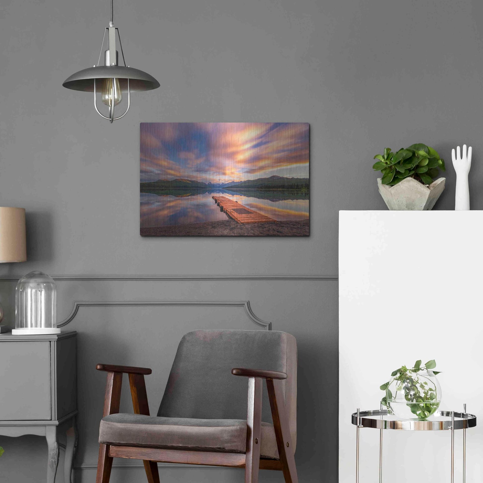 Luxe Metal Art 'Alaska Lodge' by Bruce Getty, Metal Wall Art,24x16