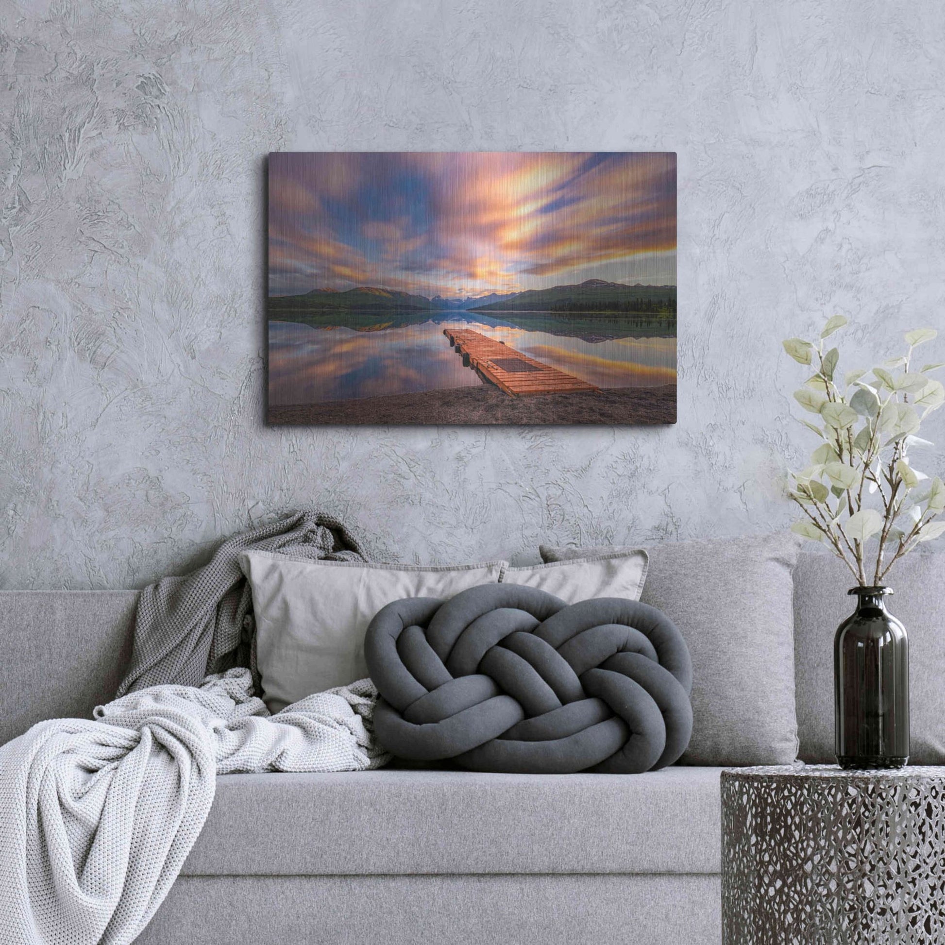 Luxe Metal Art 'Alaska Lodge' by Bruce Getty, Metal Wall Art,36x24