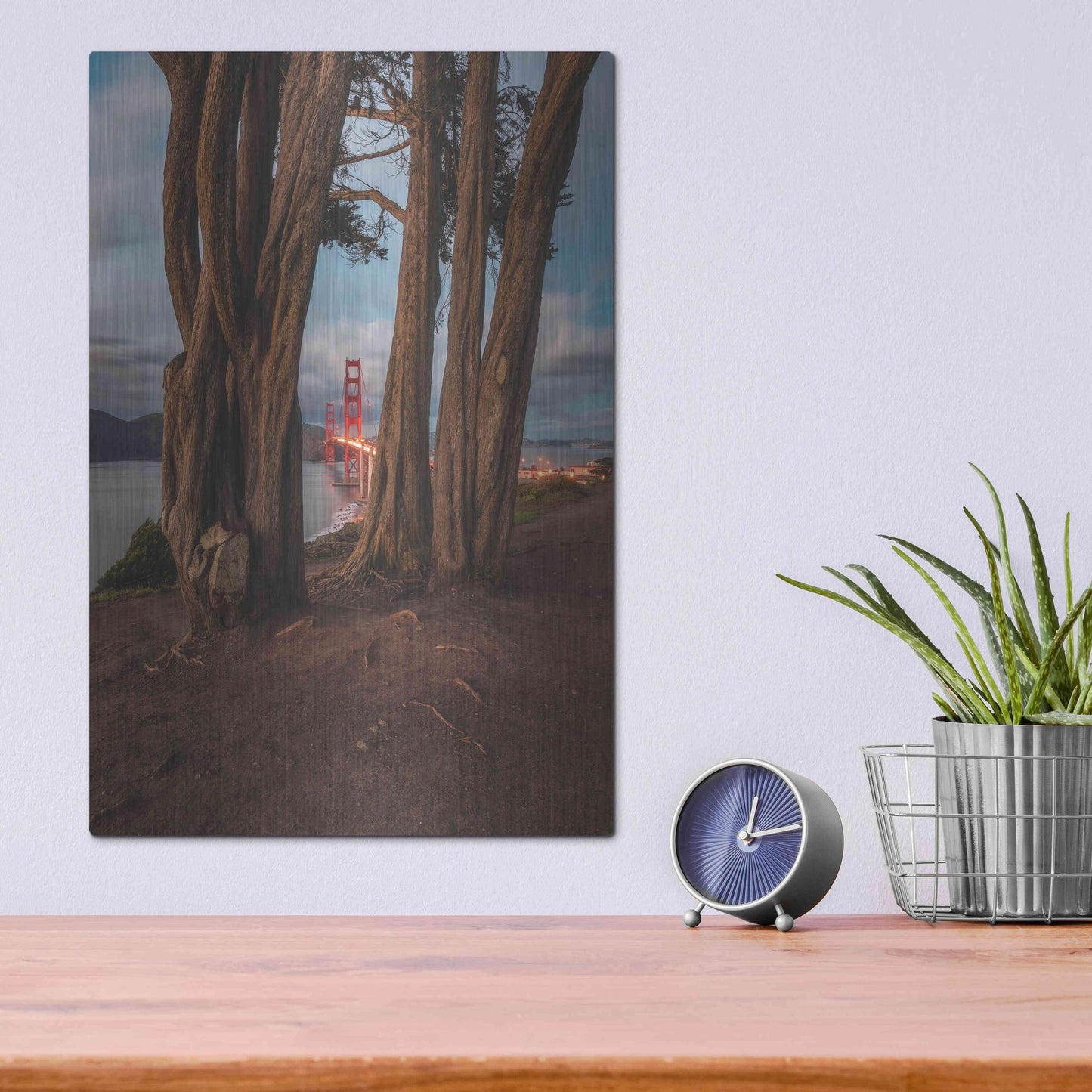 Luxe Metal Art 'Between the Trees' by Bruce Getty, Metal Wall Art,12x16