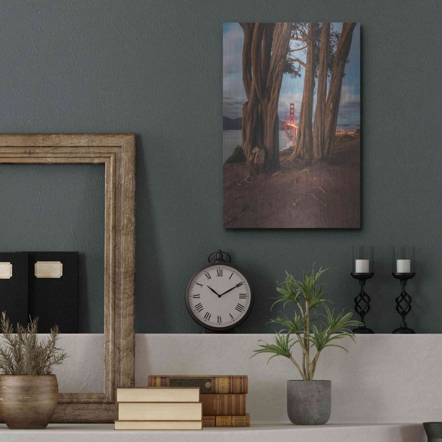 Luxe Metal Art 'Between the Trees' by Bruce Getty, Metal Wall Art,12x16