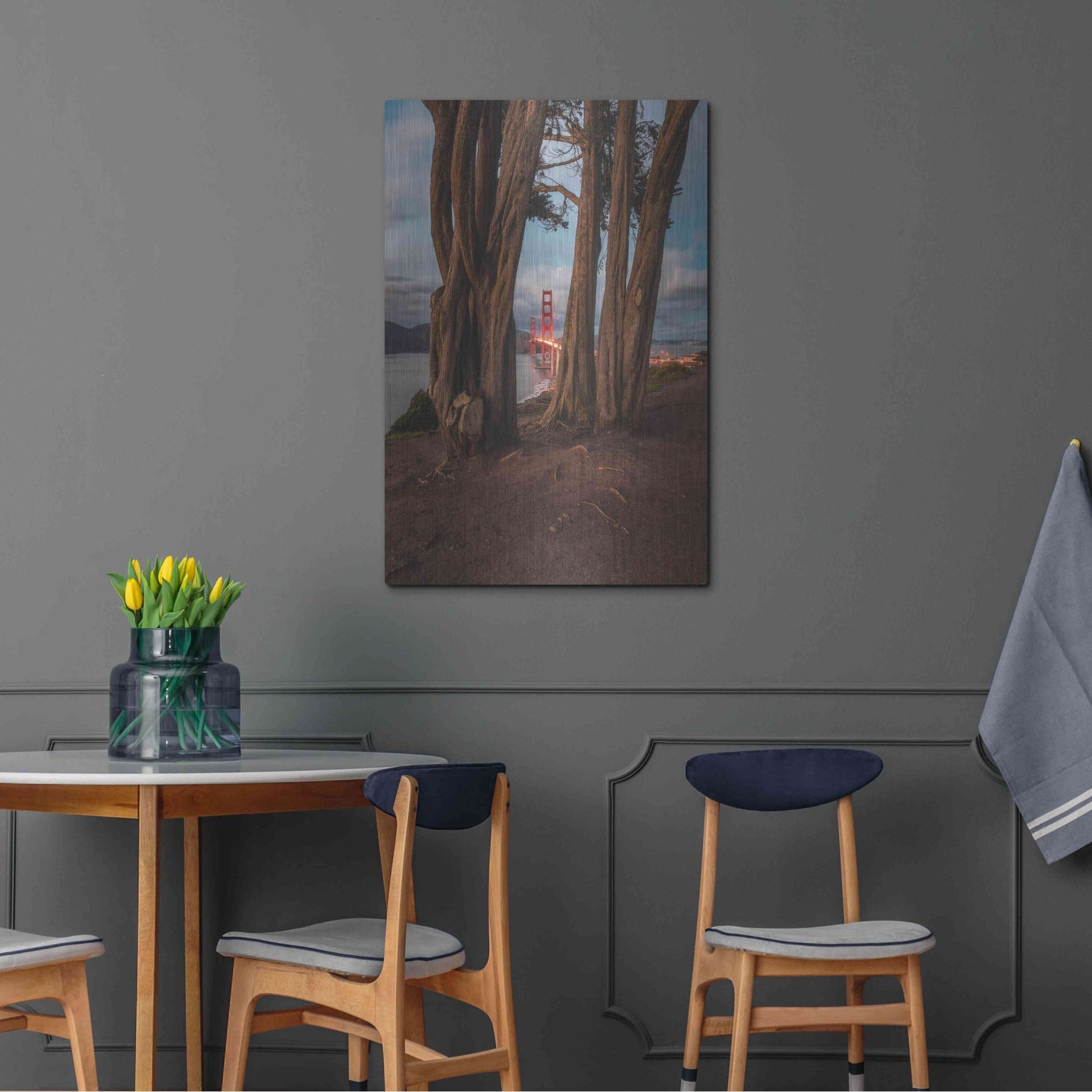 Luxe Metal Art 'Between the Trees' by Bruce Getty, Metal Wall Art,24x36