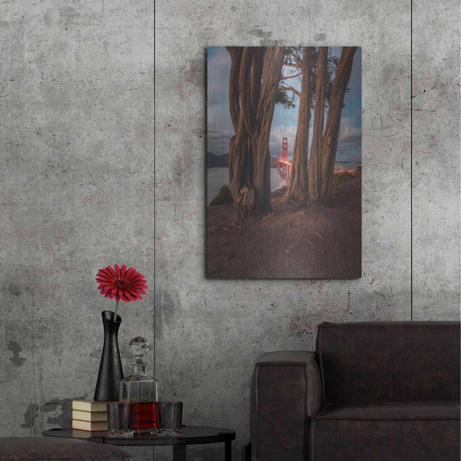 Luxe Metal Art 'Between the Trees' by Bruce Getty, Metal Wall Art,24x36