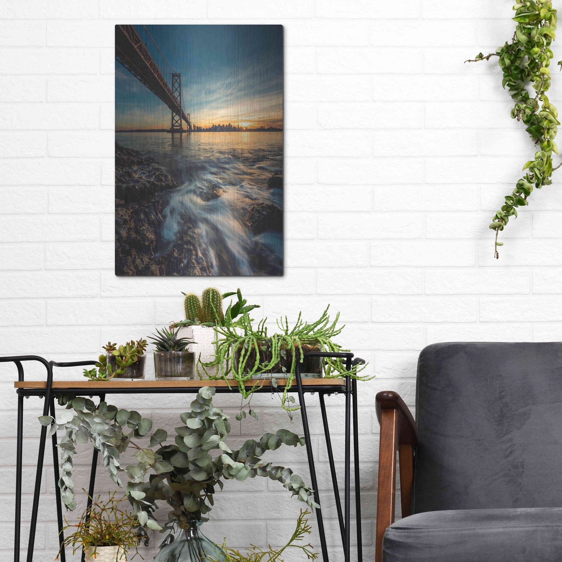 Luxe Metal Art 'Down by the Water 2' by Bruce Getty, Metal Wall Art,12x16