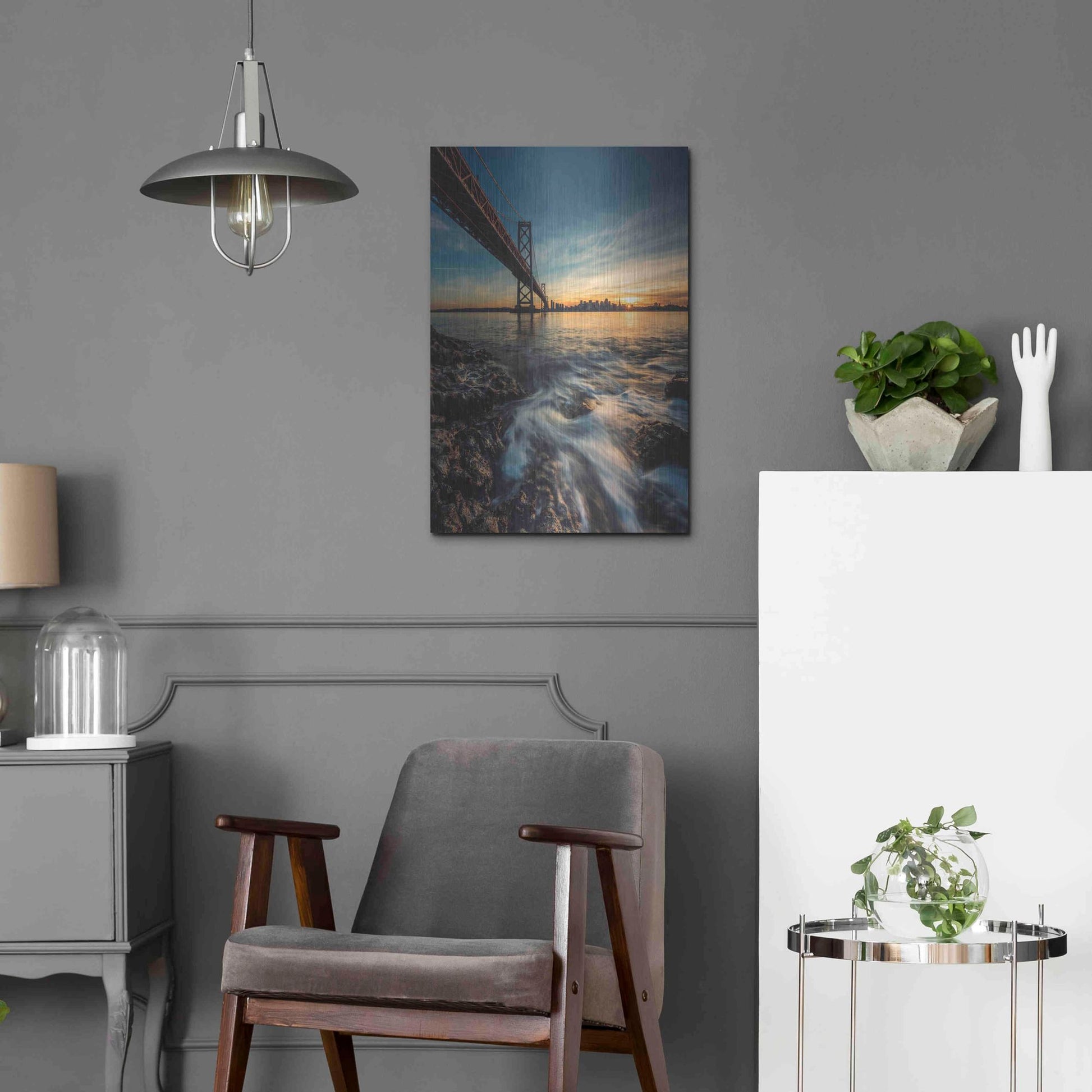 Luxe Metal Art 'Down by the Water 2' by Bruce Getty, Metal Wall Art,16x24