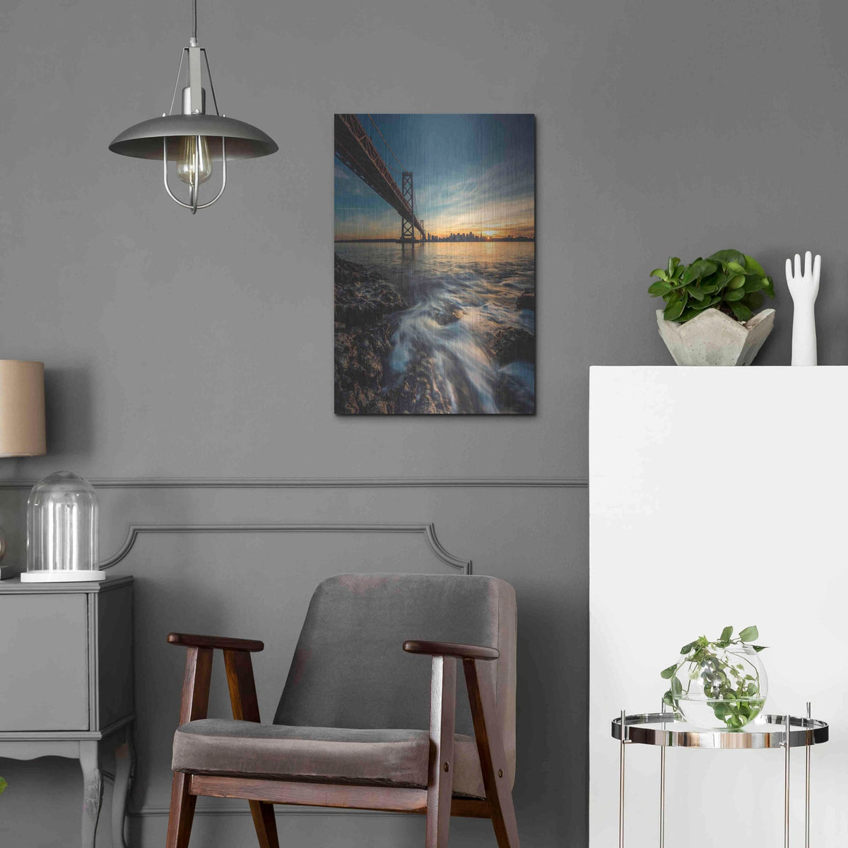 Luxe Metal Art 'Down by the Water 2' by Bruce Getty, Metal Wall Art,16x24