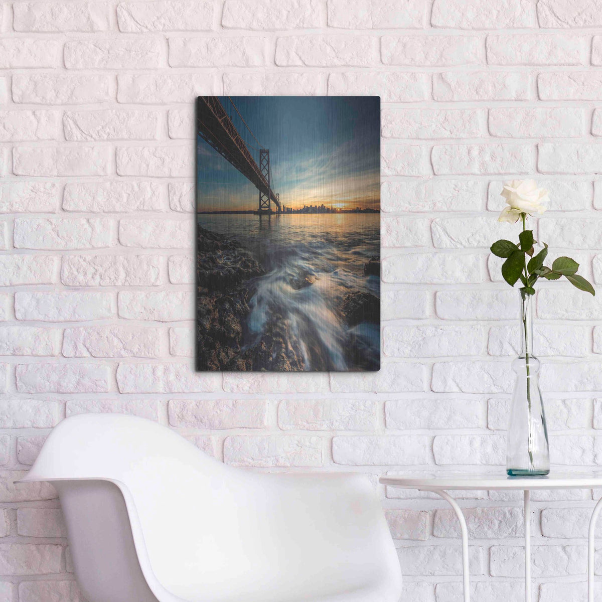 Luxe Metal Art 'Down by the Water 2' by Bruce Getty, Metal Wall Art,16x24