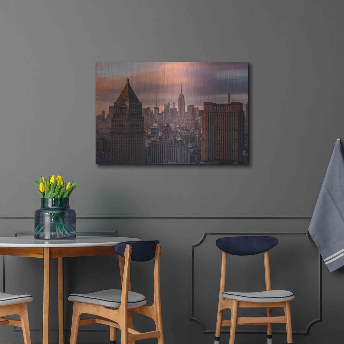 'Golden Light New York Low Clouds' by Bruce Getty – Metal Wall Art, 36x24 room view