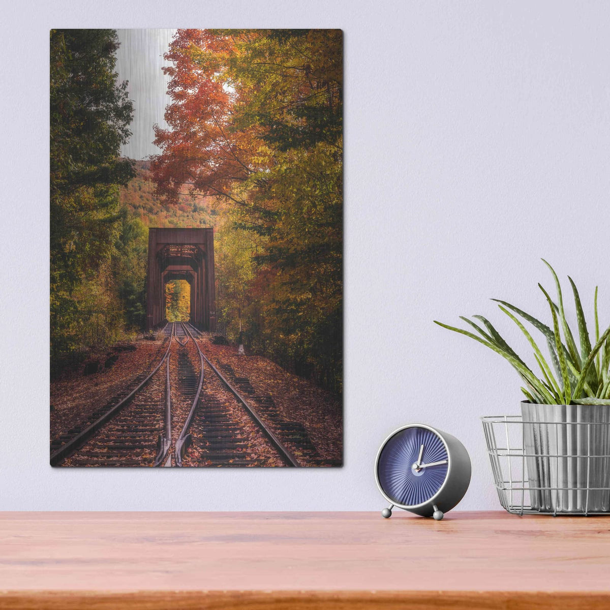 'New England Train Trestle Bridge' by Bruce Getty – Metal Wall Art, 12x16 room view