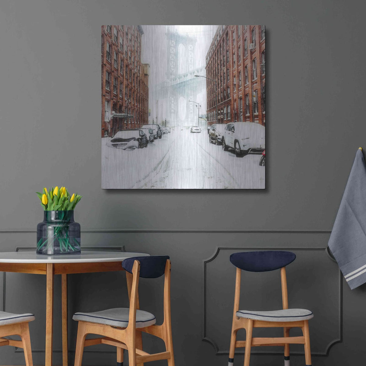 'The New York Blizzard 2' by Bruce Getty – Metal Wall Art, 36x36 room view