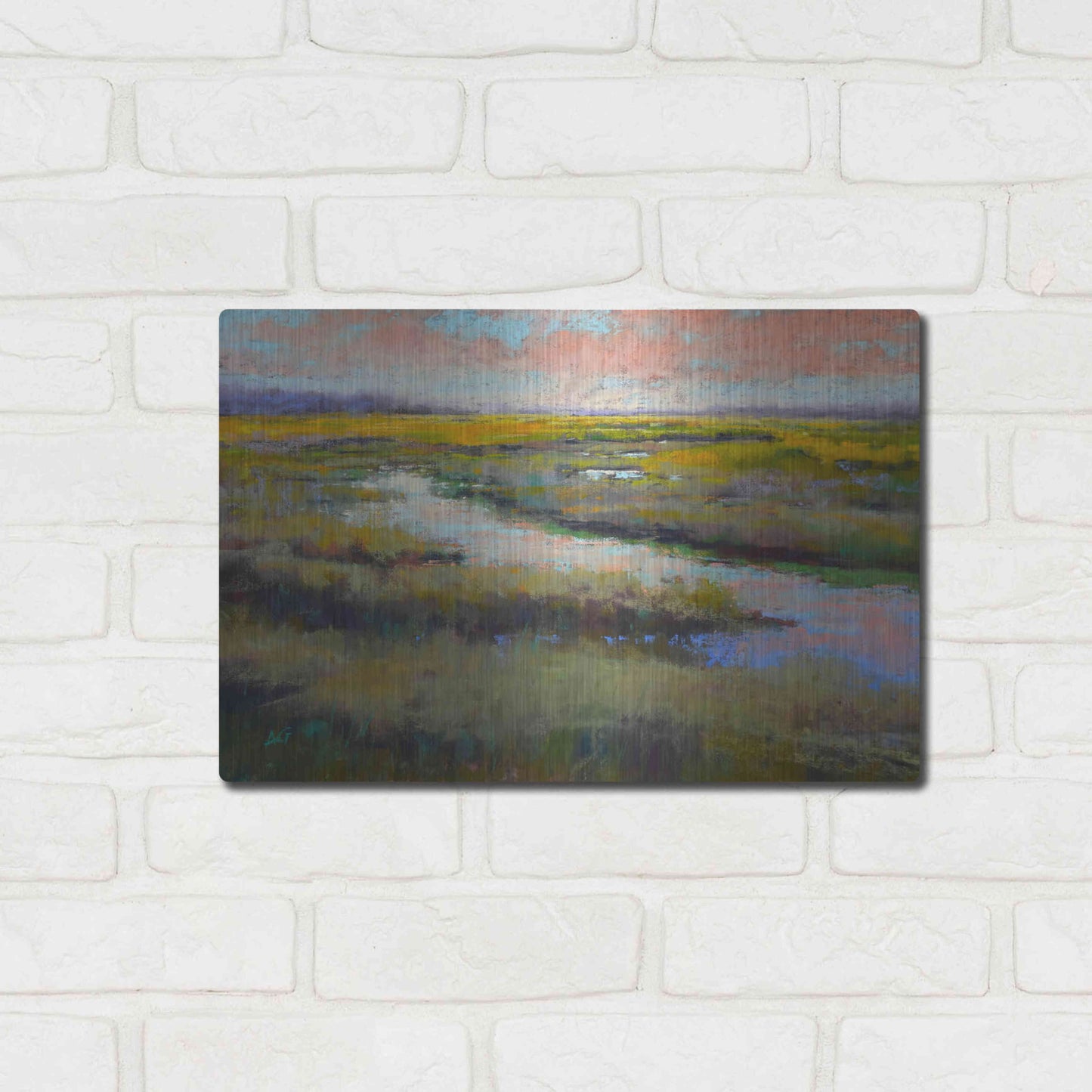 Luxe Metal Art 'A Glimmer on the Marsh' by Alejandra Goss, Metal Wall Art,16x12
