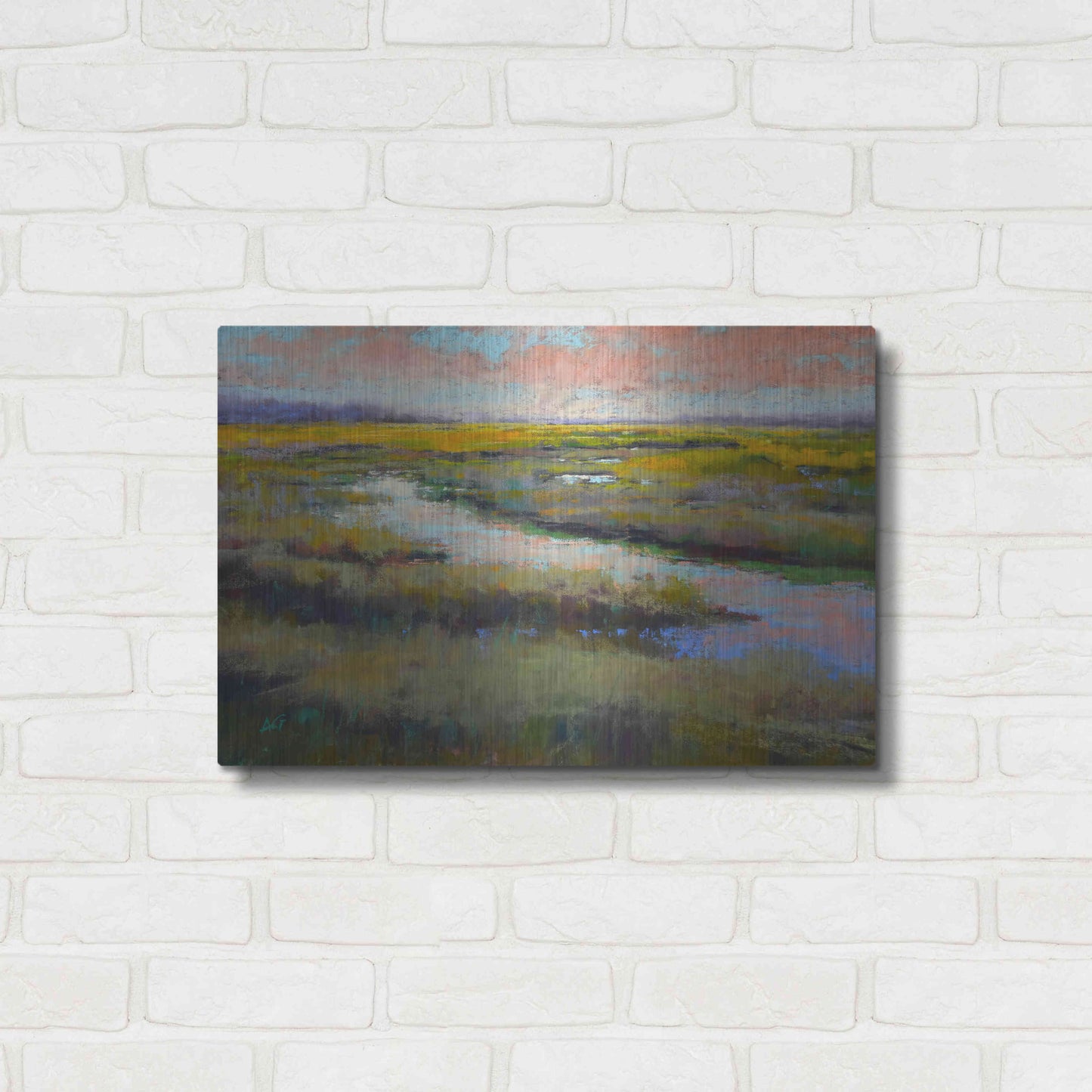 Luxe Metal Art 'A Glimmer on the Marsh' by Alejandra Goss, Metal Wall Art,24x16