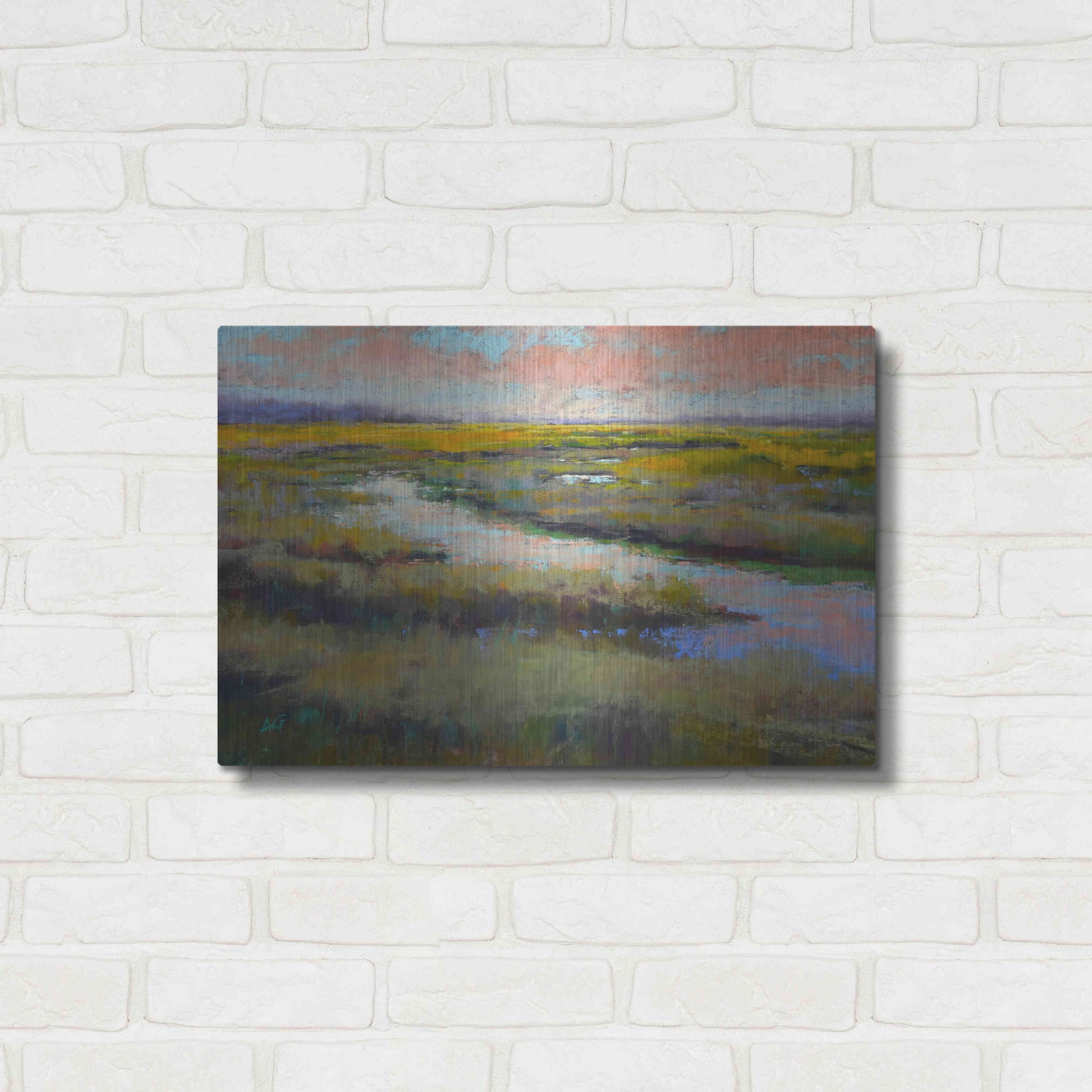 Luxe Metal Art 'A Glimmer on the Marsh' by Alejandra Goss, Metal Wall Art,24x16