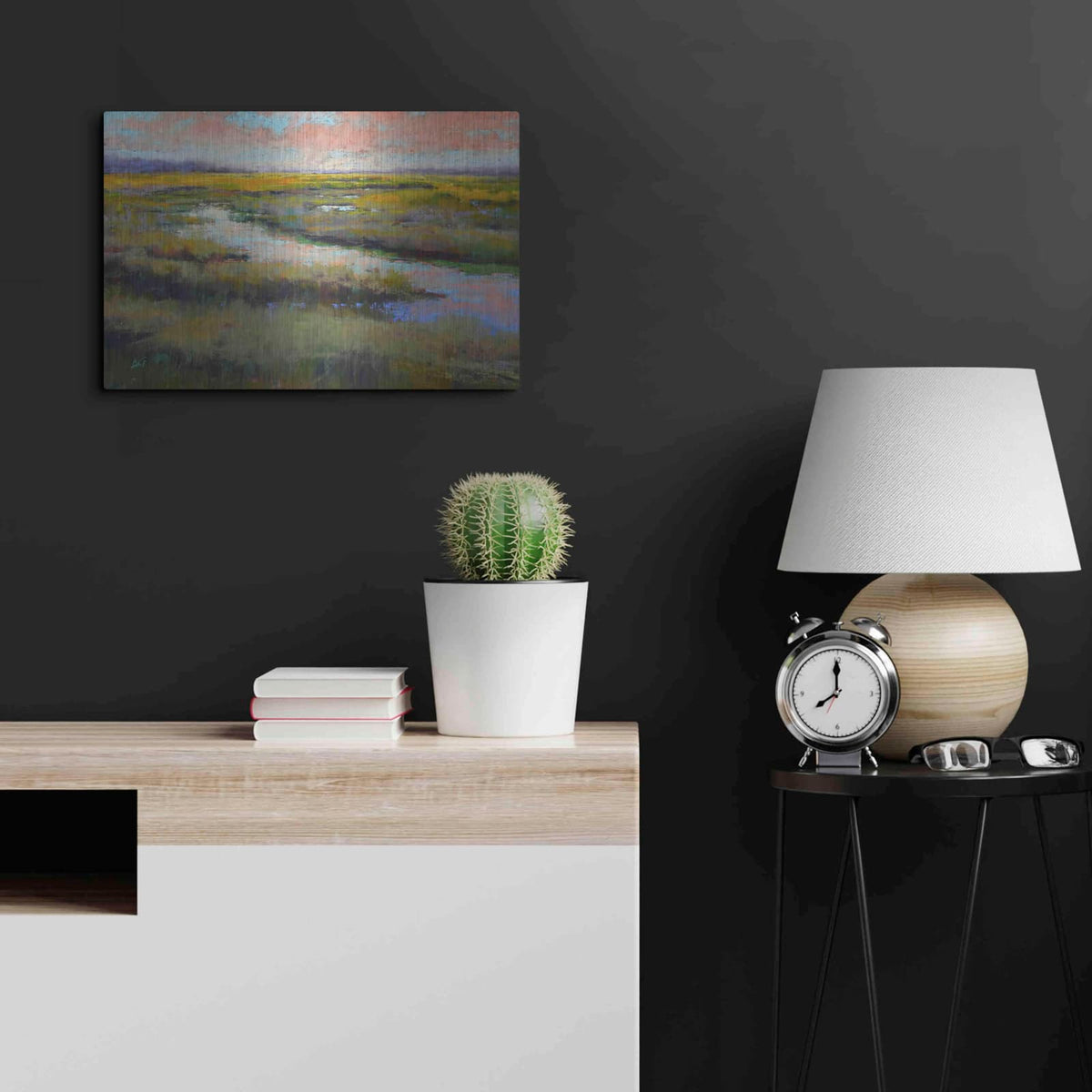 'A Glimmer on the Marsh' by Alejandra Goss – Metal Wall Art, 24x16 room view