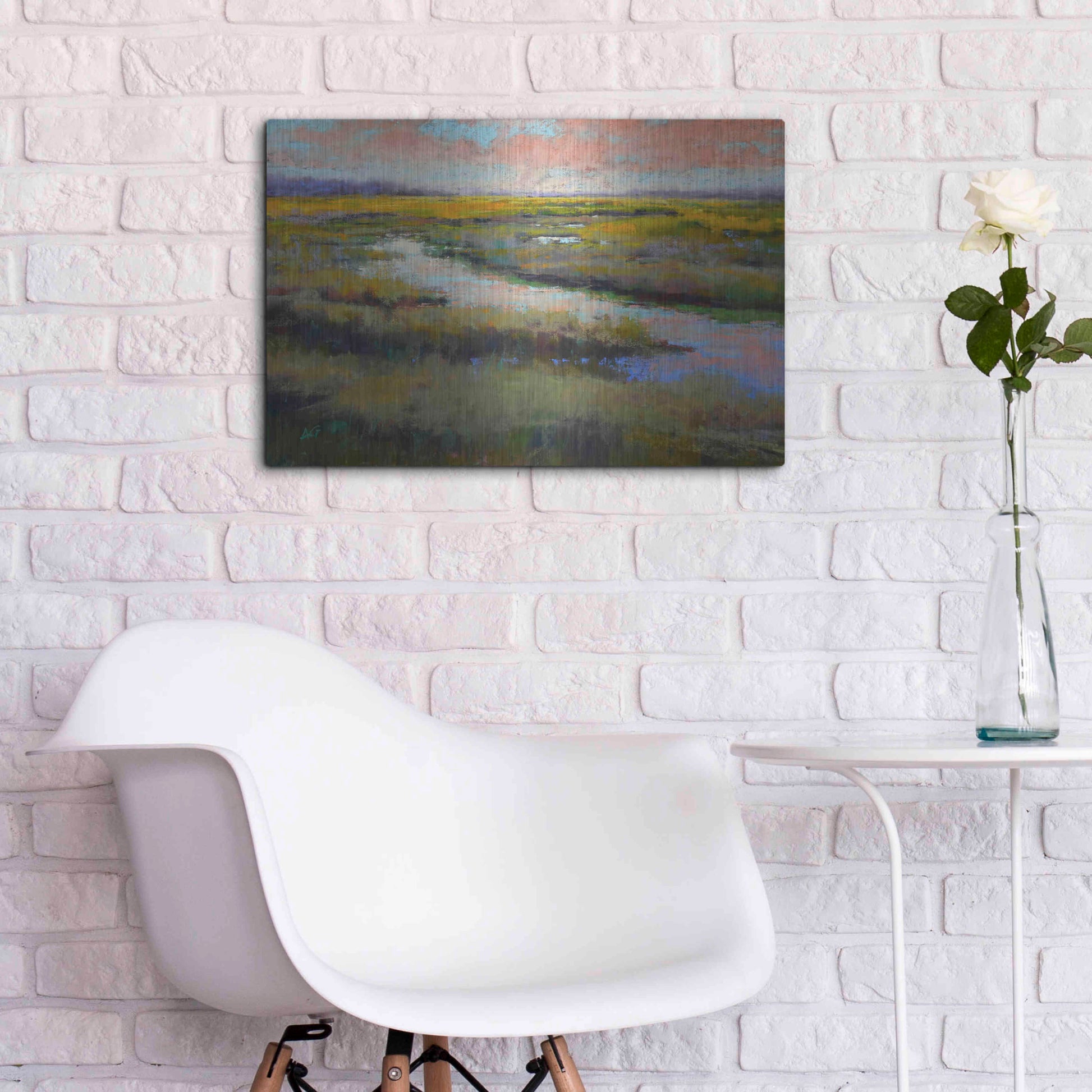 Luxe Metal Art 'A Glimmer on the Marsh' by Alejandra Goss, Metal Wall Art,24x16