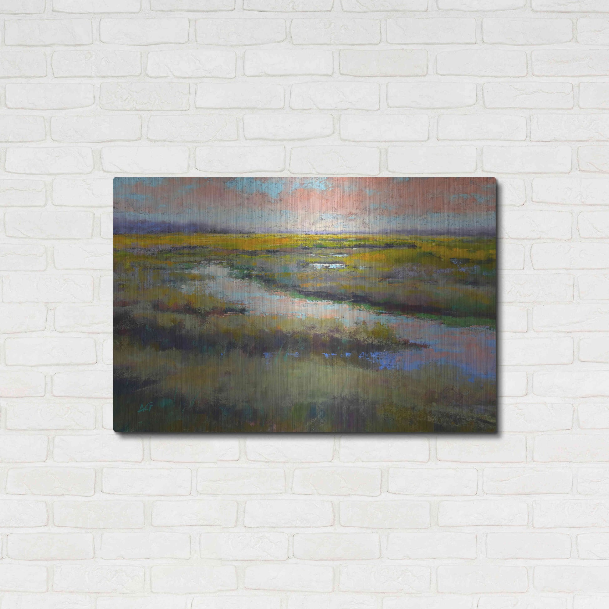 Luxe Metal Art 'A Glimmer on the Marsh' by Alejandra Goss, Metal Wall Art,36x24