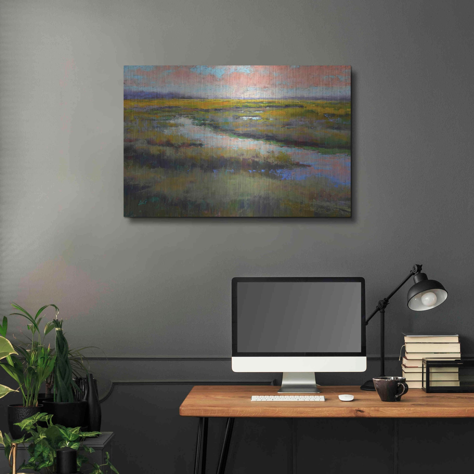 Luxe Metal Art 'A Glimmer on the Marsh' by Alejandra Goss, Metal Wall Art,36x24