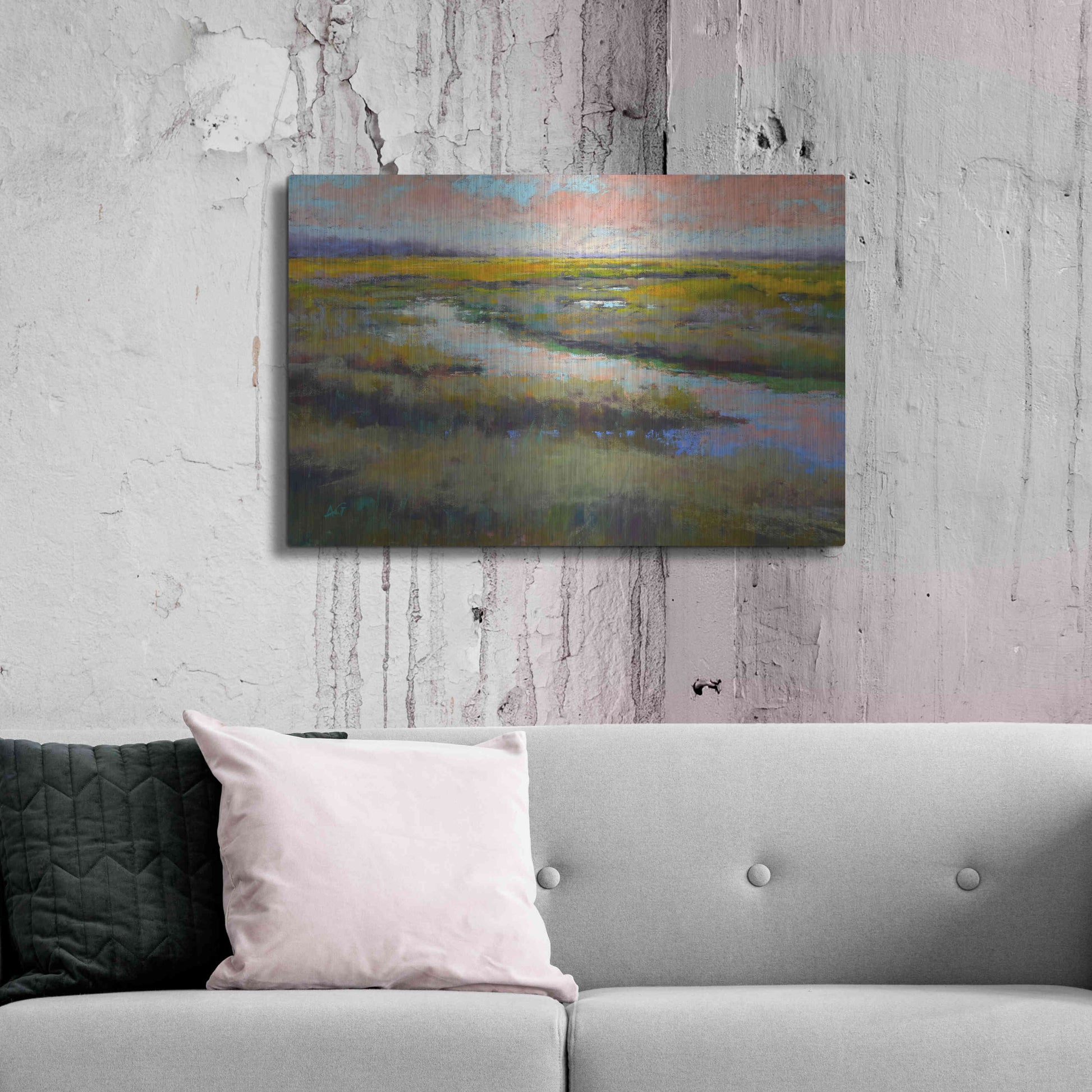 Luxe Metal Art 'A Glimmer on the Marsh' by Alejandra Goss, Metal Wall Art,36x24