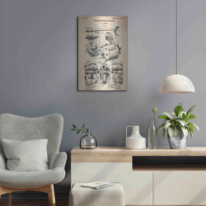 Luxe Metal Art 'Owen Revolver Vintage Patent Blueprint,' Metal Wall Art,16x24