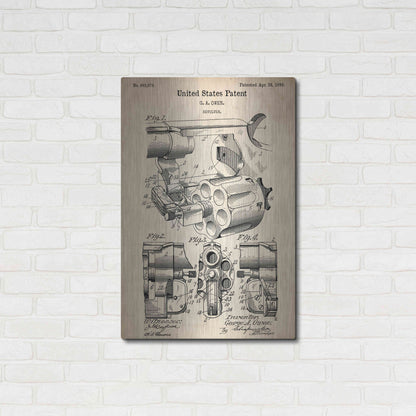 Luxe Metal Art 'Owen Revolver Vintage Patent Blueprint,' Metal Wall Art,24x36