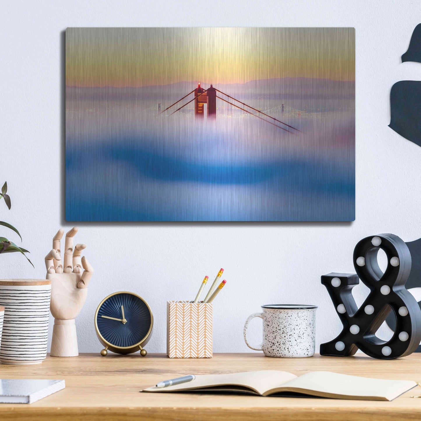Luxe Metal Art 'Across the Bay' by Ann Gordon, Metal Wall Art,16x12