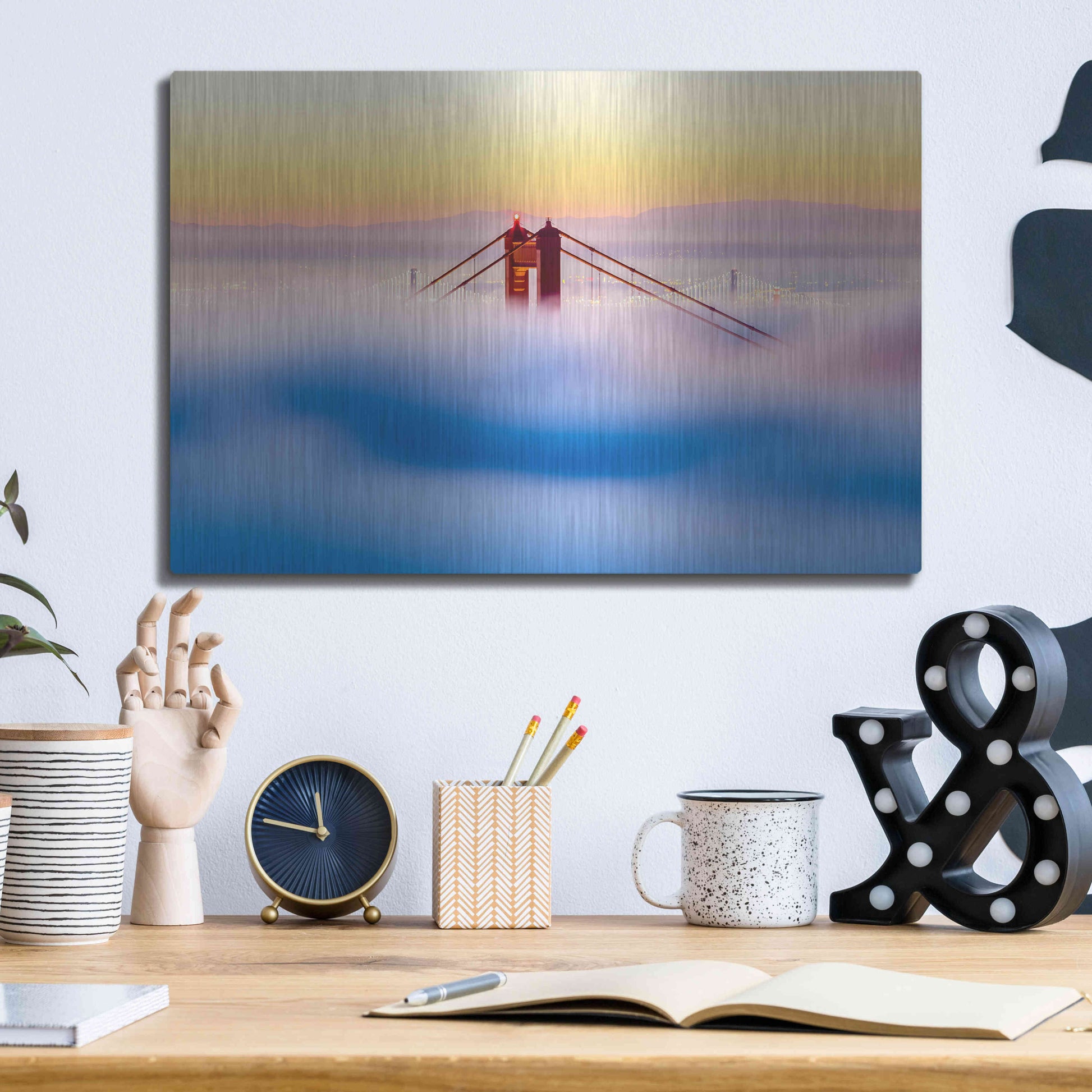 Luxe Metal Art 'Across the Bay' by Ann Gordon, Metal Wall Art,16x12