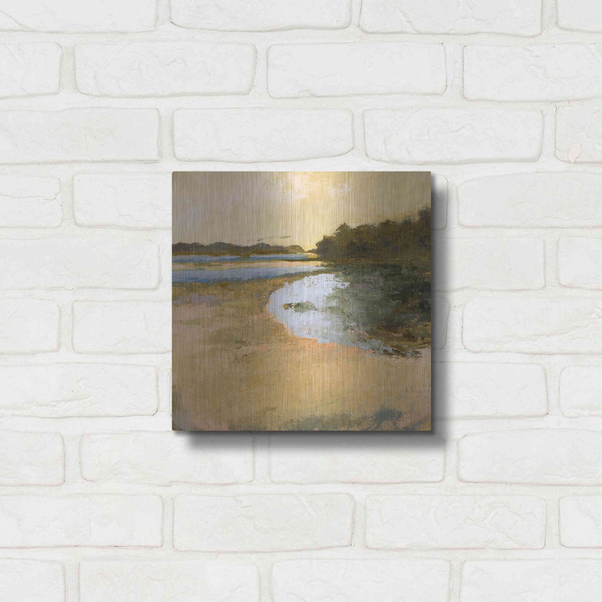 Luxe Metal Art 'Brave Boat Harbor' by Ann Gordon, Metal Wall Art,12x12