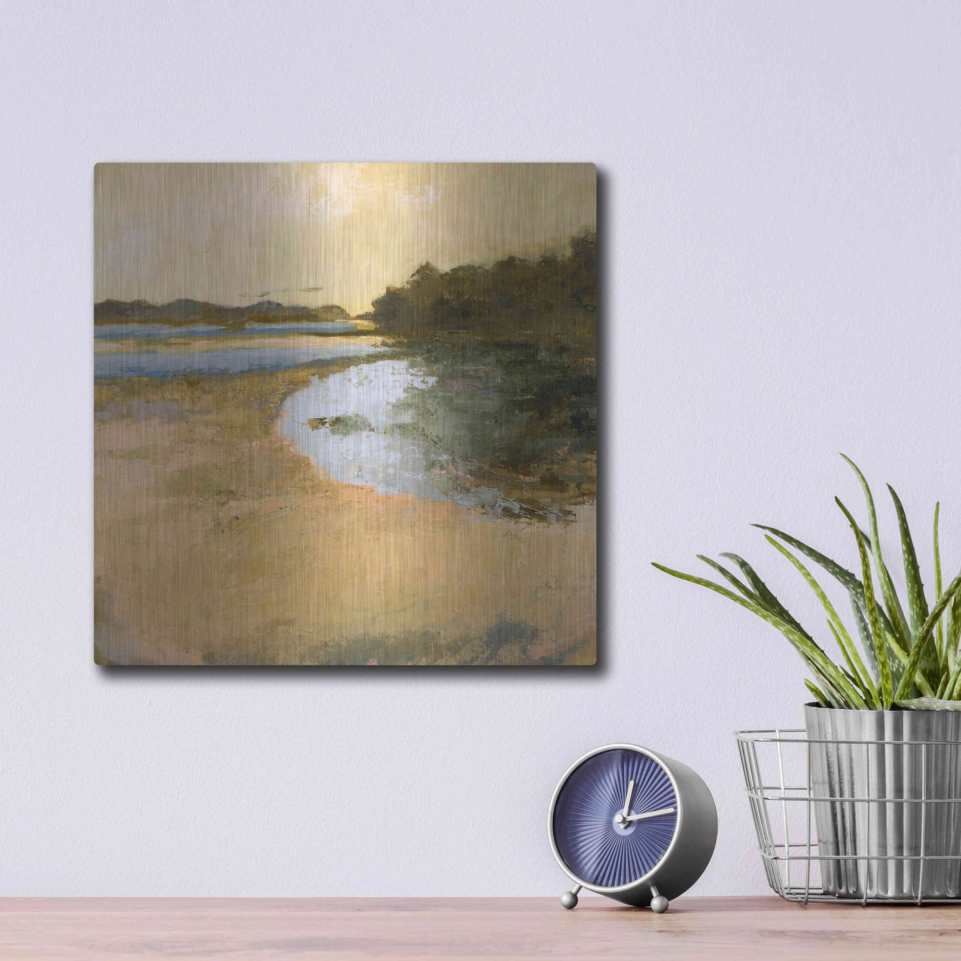 Luxe Metal Art 'Brave Boat Harbor' by Ann Gordon, Metal Wall Art,12x12