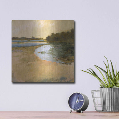 Luxe Metal Art 'Brave Boat Harbor' by Ann Gordon, Metal Wall Art,12x12