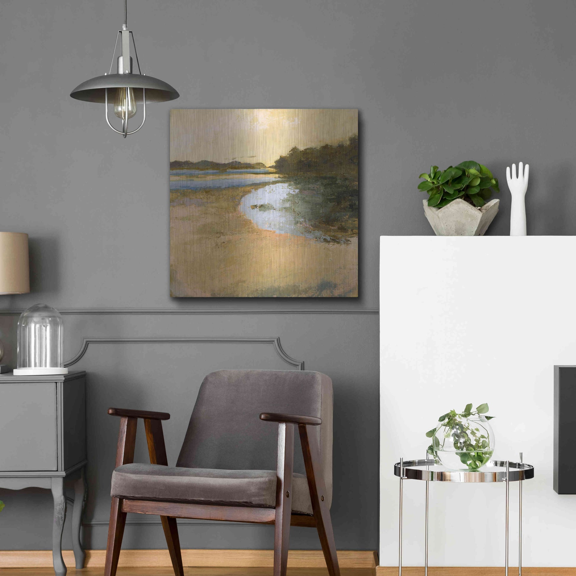 Luxe Metal Art 'Brave Boat Harbor' by Ann Gordon, Metal Wall Art,24x24