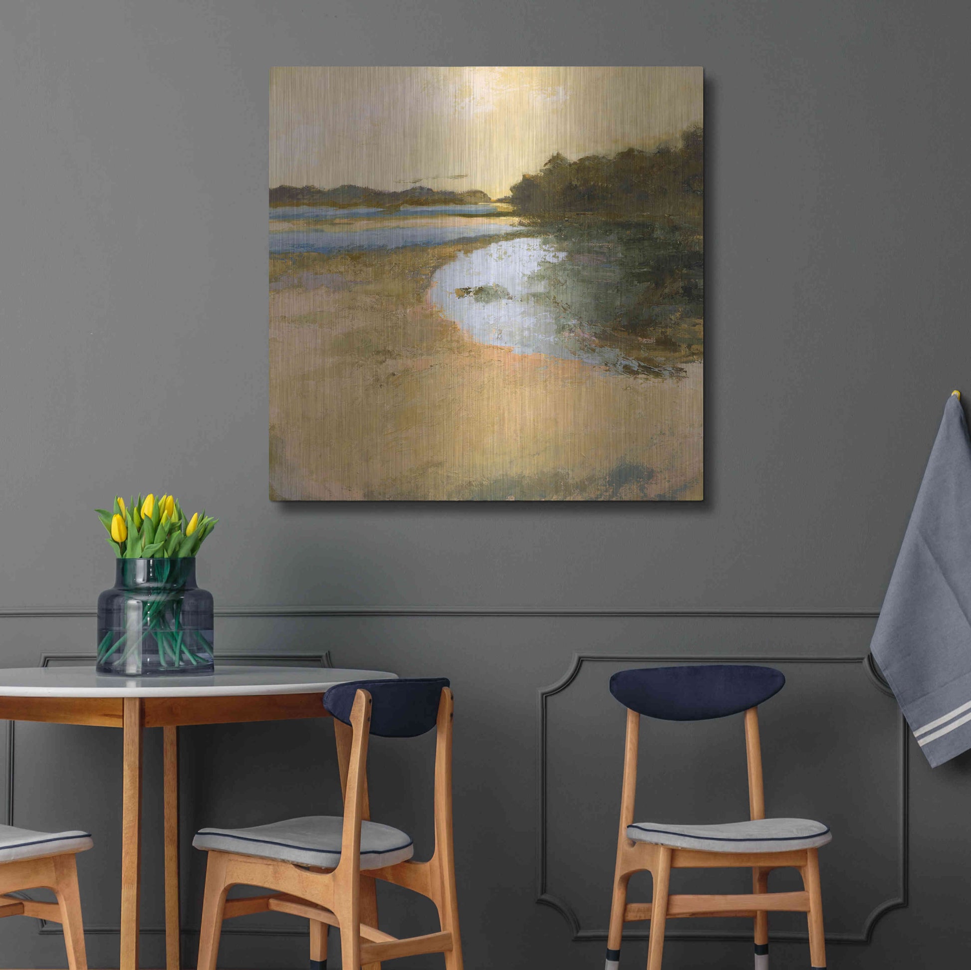 Luxe Metal Art 'Brave Boat Harbor' by Ann Gordon, Metal Wall Art,36x36