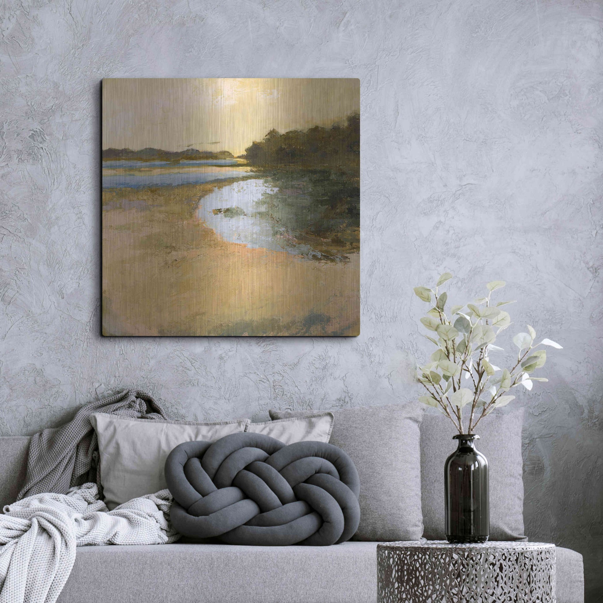 Luxe Metal Art 'Brave Boat Harbor' by Ann Gordon, Metal Wall Art,36x36