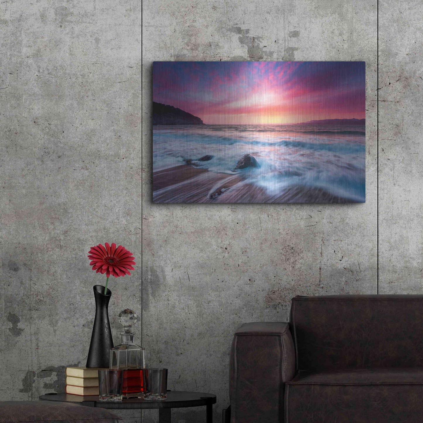 Luxe Metal Art 'Distant Glow' by Ann Gordon, Metal Wall Art,36x24