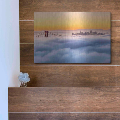 Luxe Metal Art 'Morning Fog' by Ann Gordon, Metal Wall Art,16x12