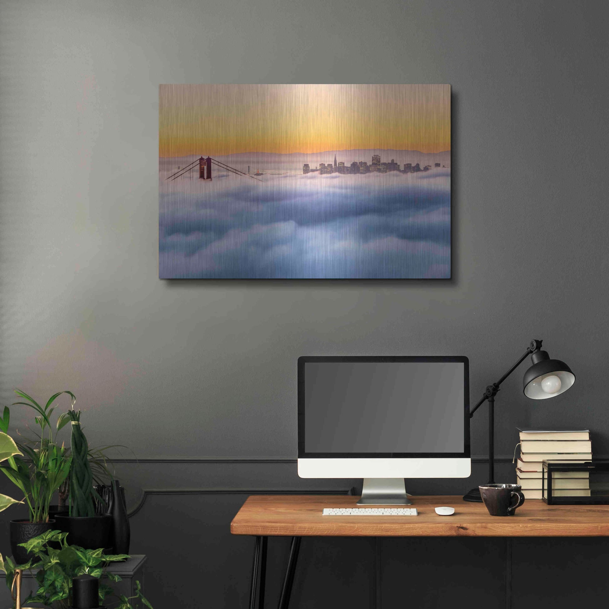 Luxe Metal Art 'Morning Fog' by Ann Gordon, Metal Wall Art,36x24