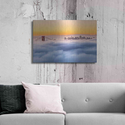 Luxe Metal Art 'Morning Fog' by Ann Gordon, Metal Wall Art,36x24