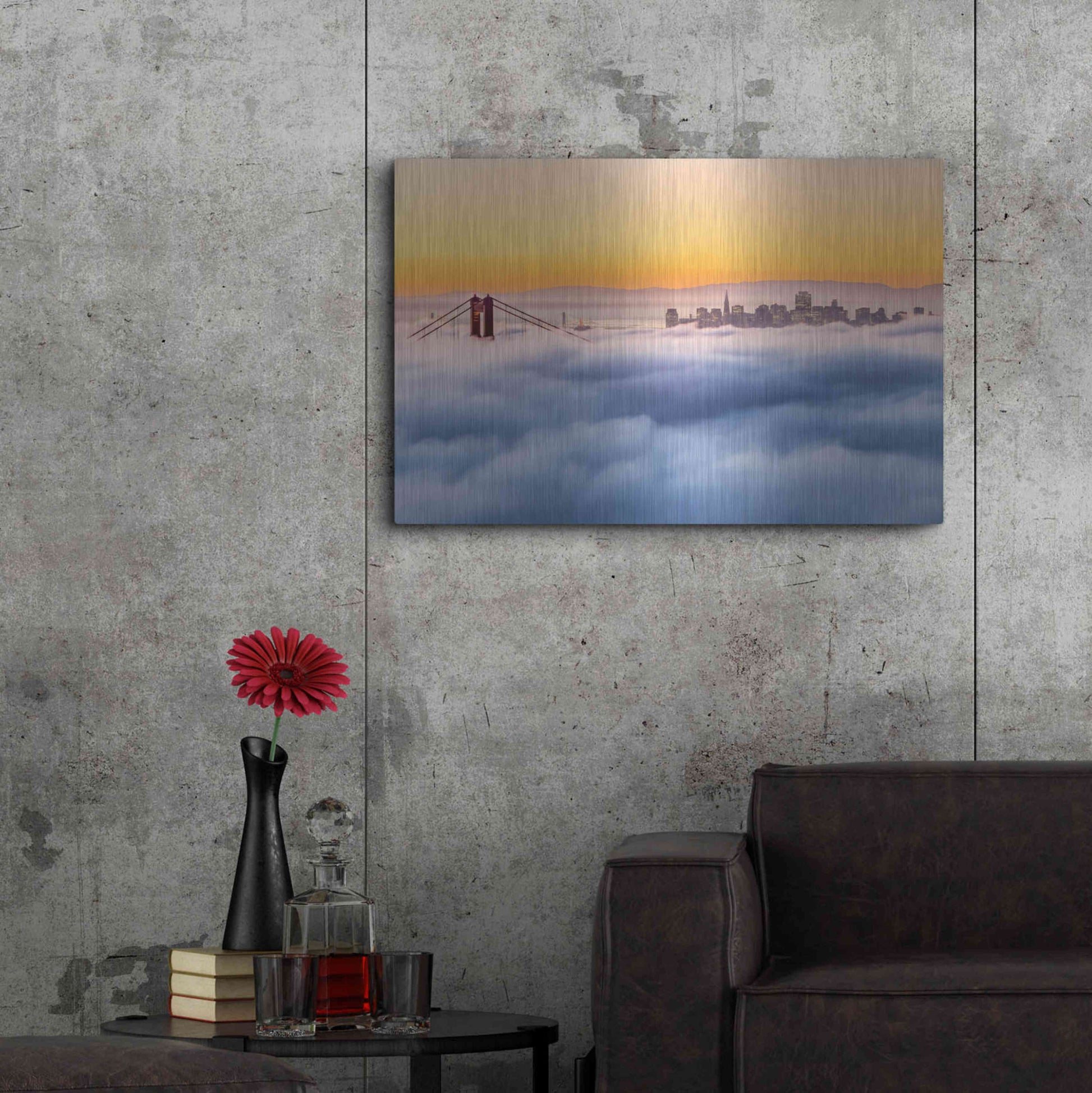 Luxe Metal Art 'Morning Fog' by Ann Gordon, Metal Wall Art,36x24