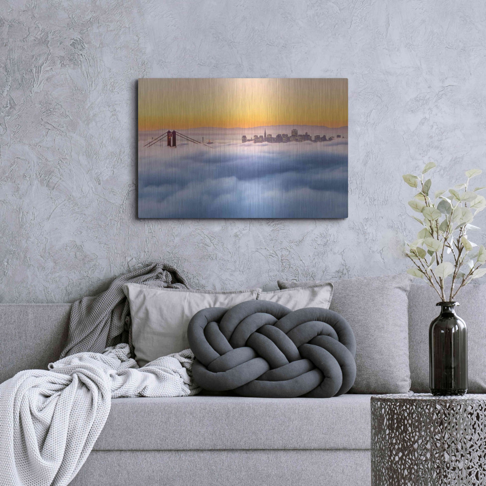 Luxe Metal Art 'Morning Fog' by Ann Gordon, Metal Wall Art,36x24