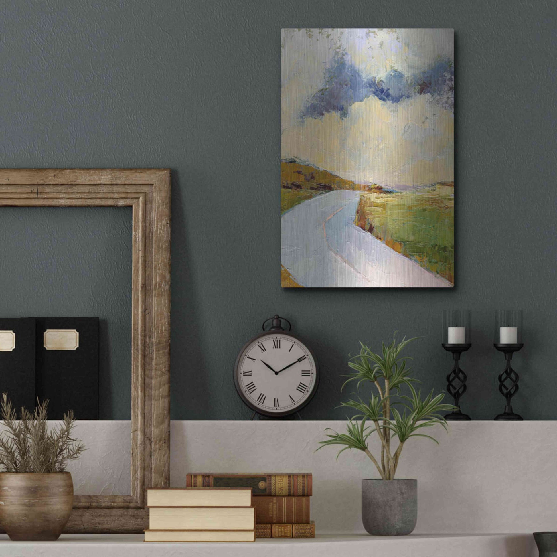 Luxe Metal Art 'One Cloud One Road' by Ann Gordon, Metal Wall Art,12x16