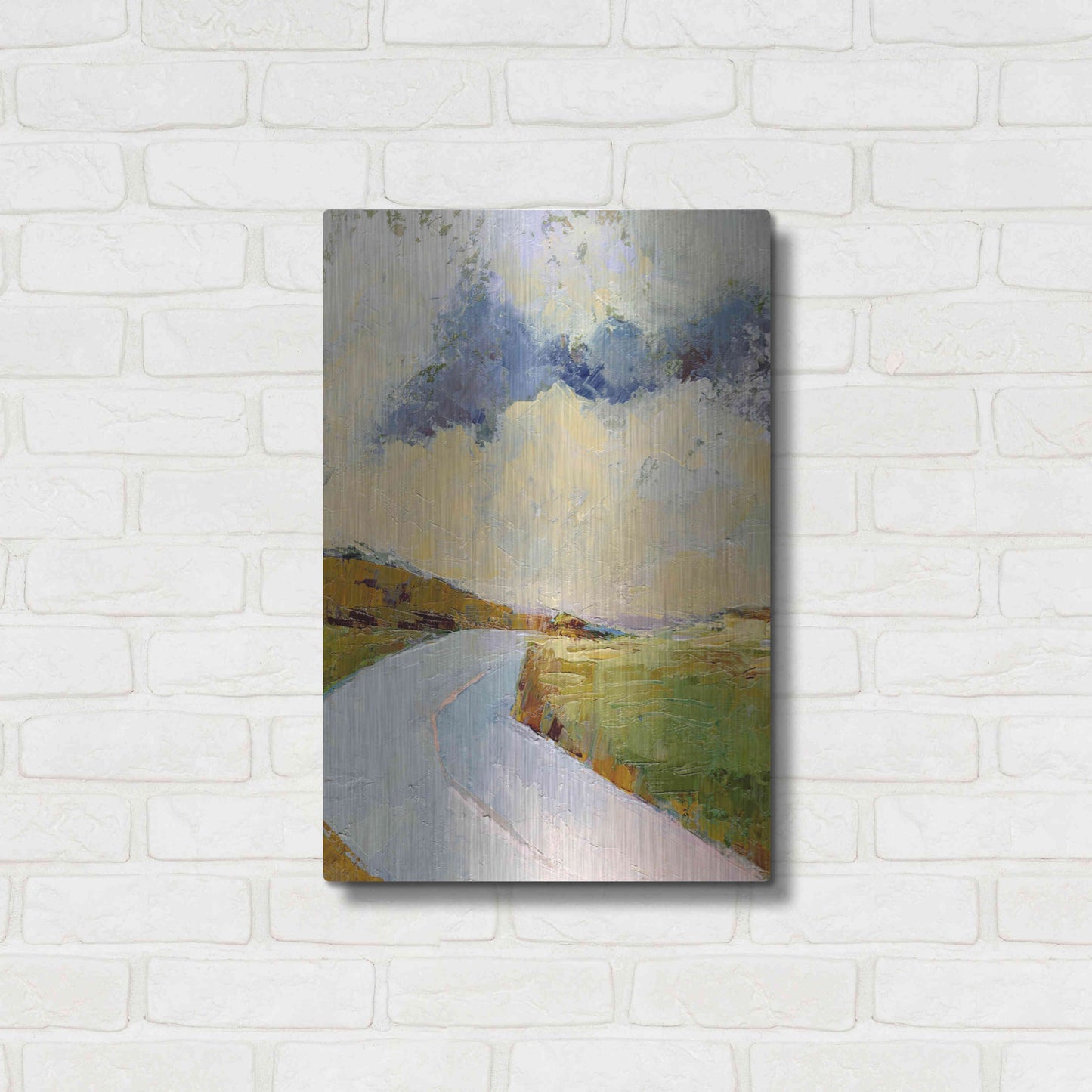 Luxe Metal Art 'One Cloud One Road' by Ann Gordon, Metal Wall Art,16x24