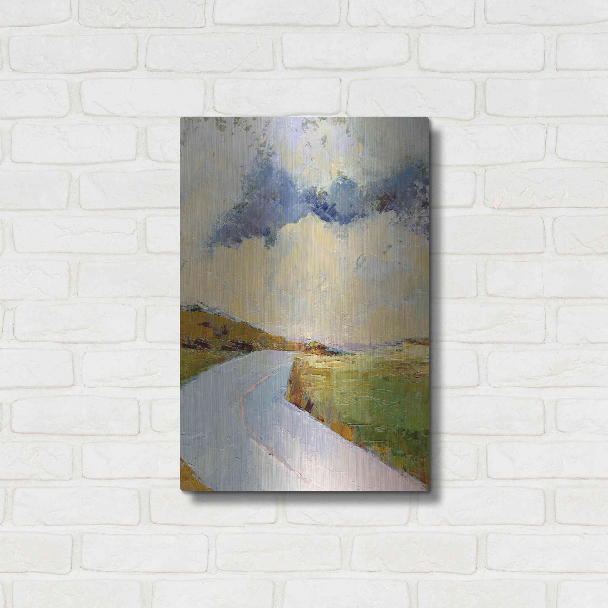 Luxe Metal Art 'One Cloud One Road' by Ann Gordon, Metal Wall Art,16x24