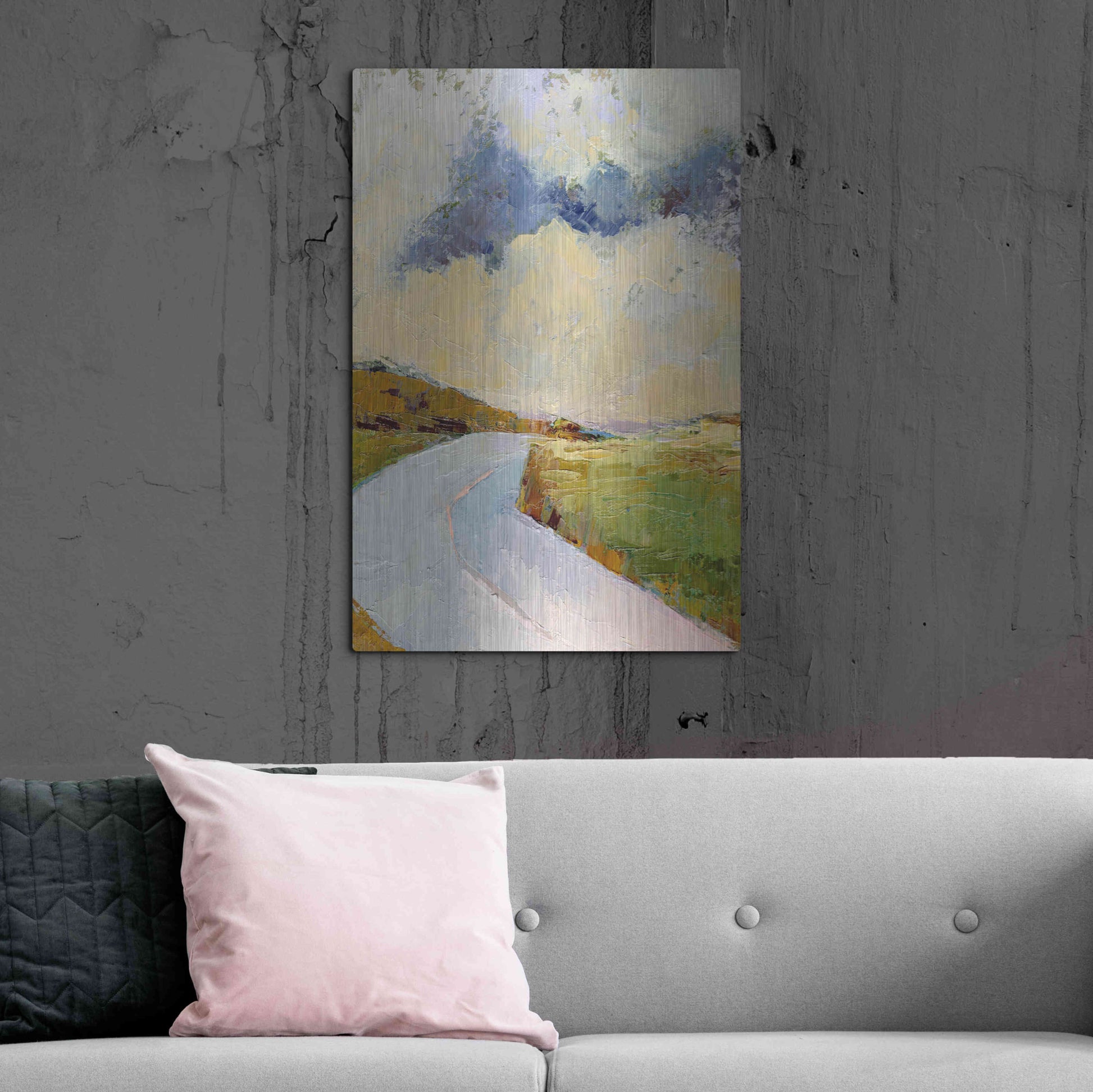 Luxe Metal Art 'One Cloud One Road' by Ann Gordon, Metal Wall Art,24x36