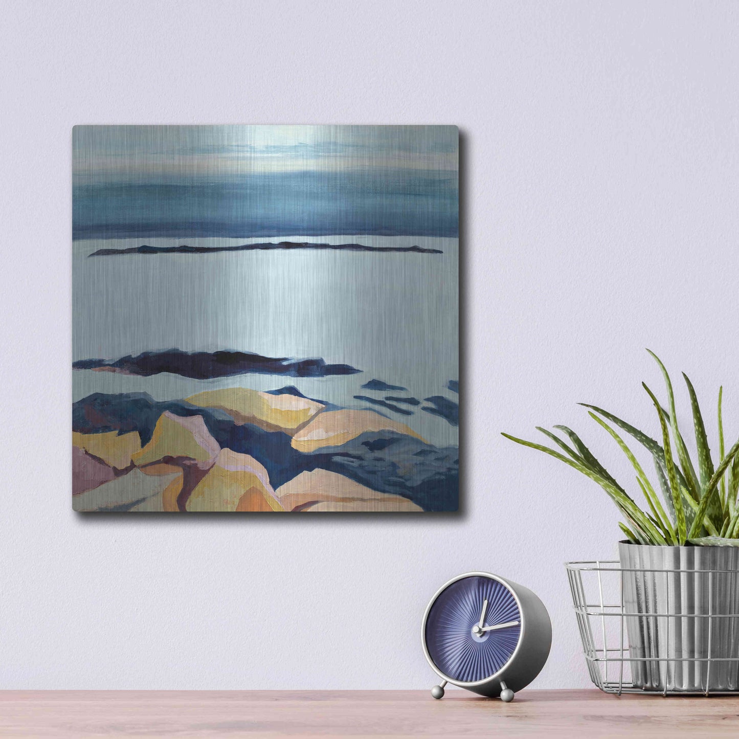 Luxe Metal Art 'Winter Walking' by Ann Gordon, Metal Wall Art,12x12