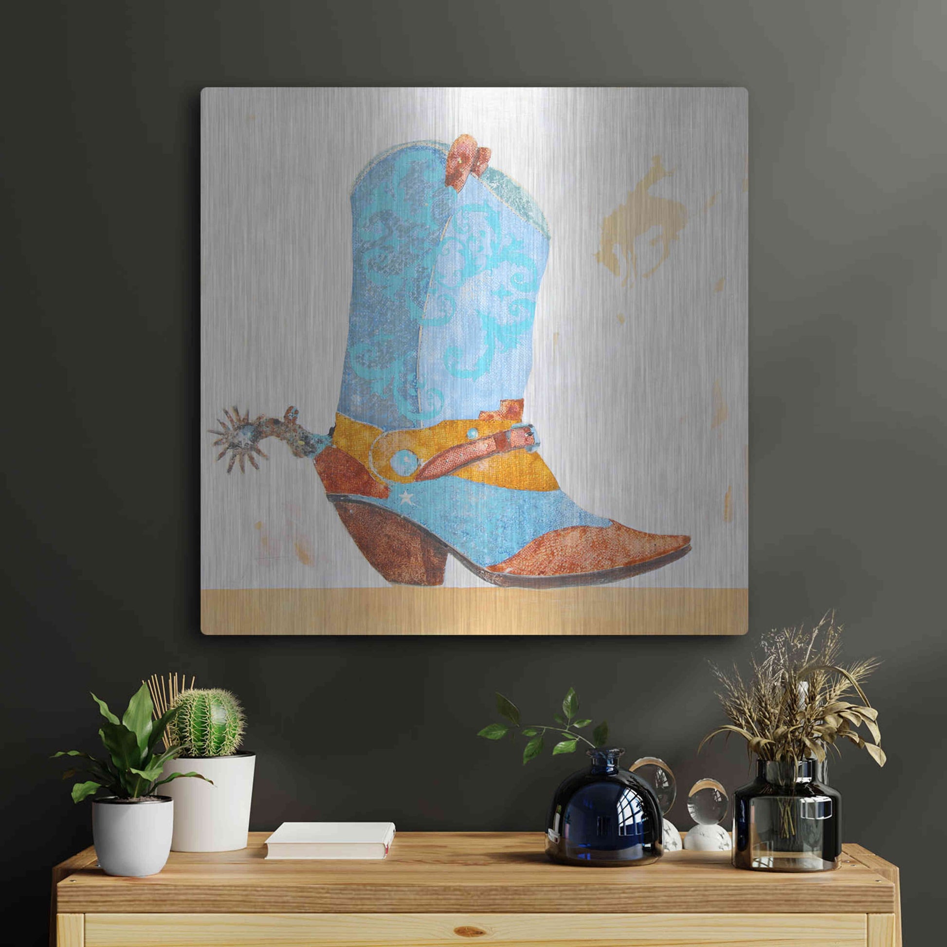 Luxe Metal Art 'Boy Boot' by Anthony Grant, Metal Wall Art,24x24