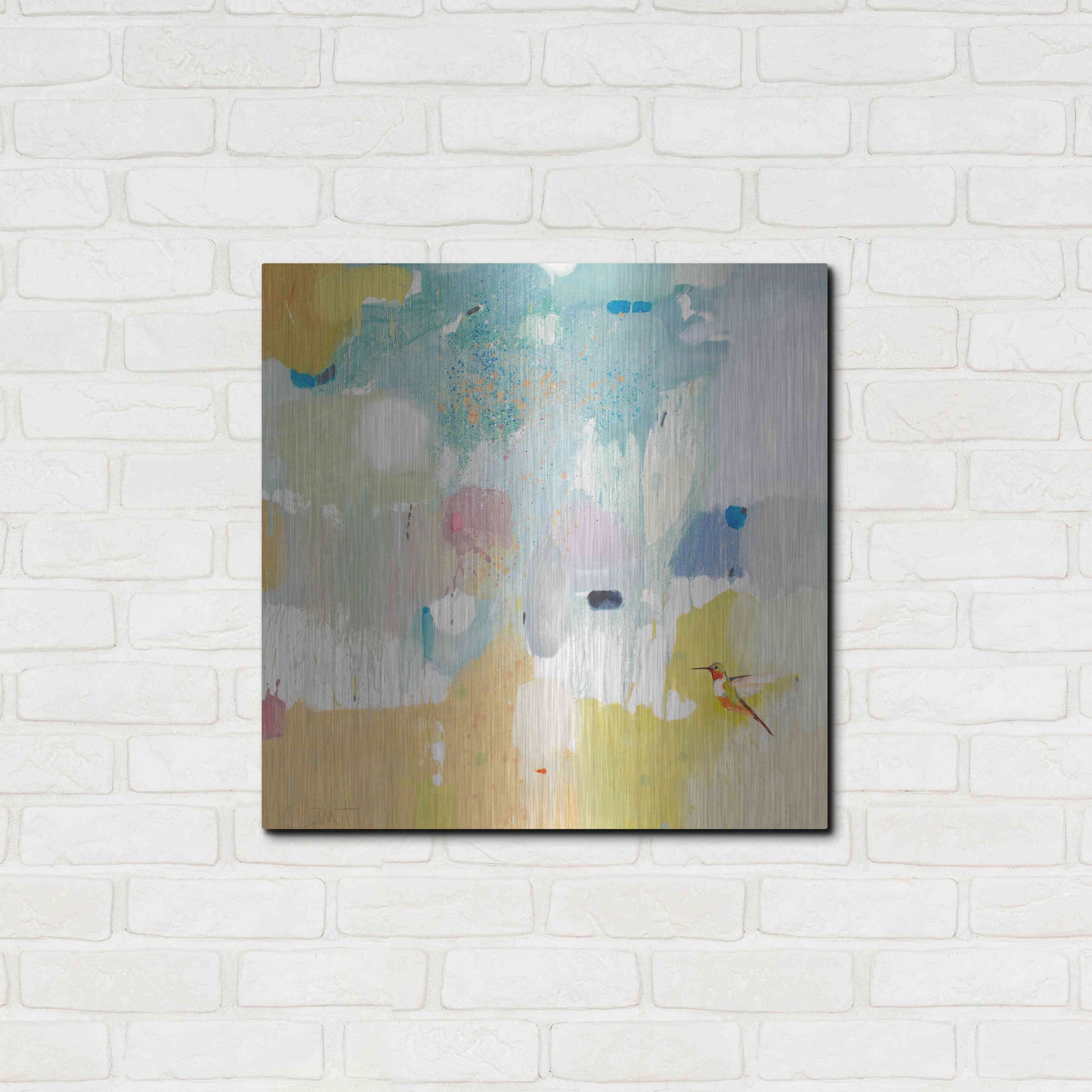 Luxe Metal Art 'Hummingbird at Home 2' by Anthony Grant, Metal Wall Art,24x24