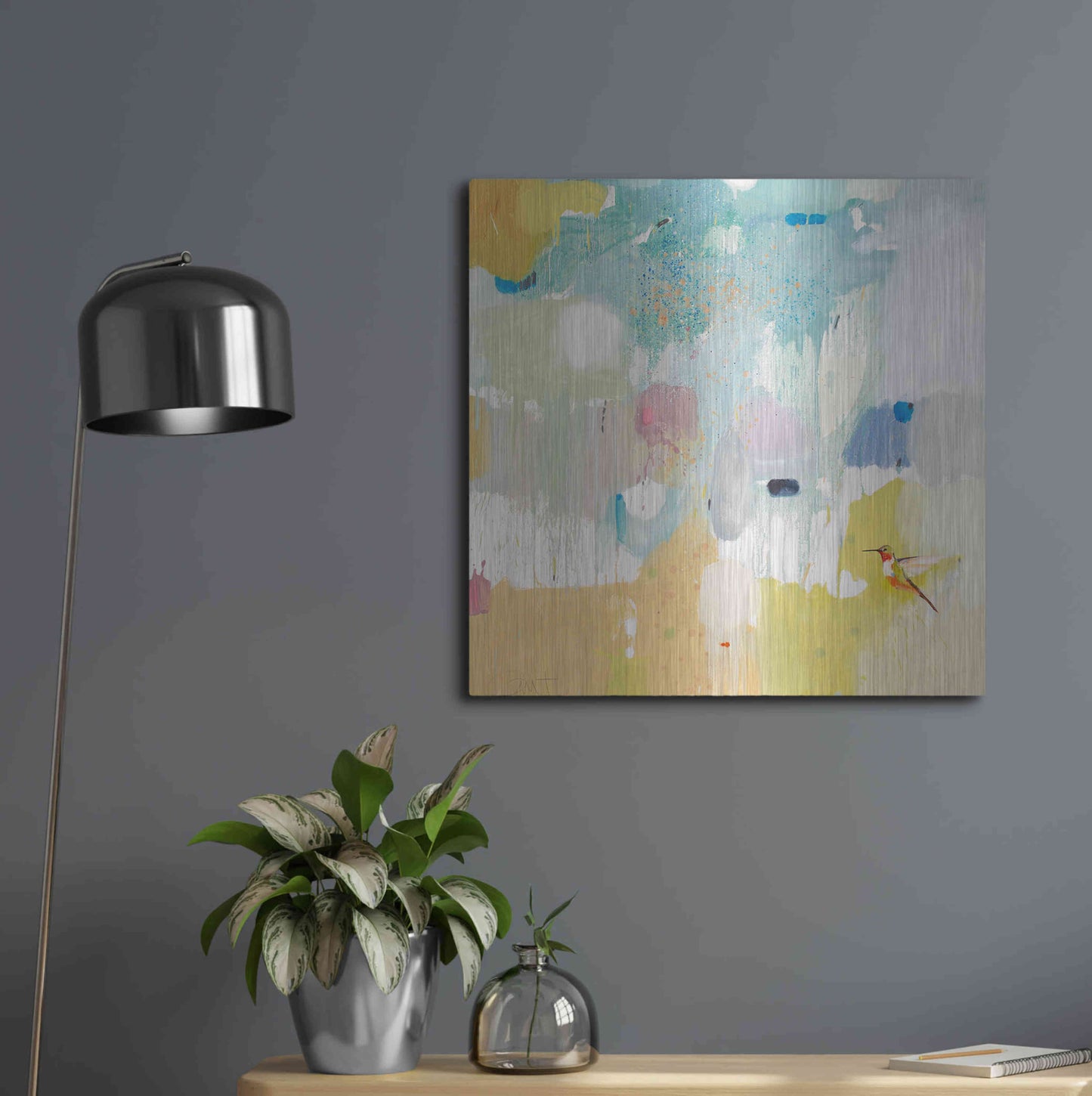 Luxe Metal Art 'Hummingbird at Home 2' by Anthony Grant, Metal Wall Art,24x24