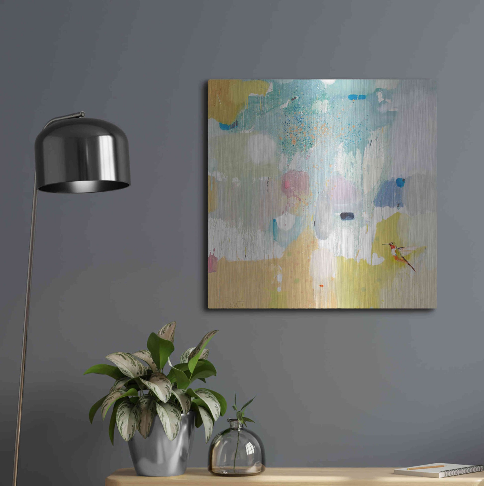 Luxe Metal Art 'Hummingbird at Home 2' by Anthony Grant, Metal Wall Art,24x24