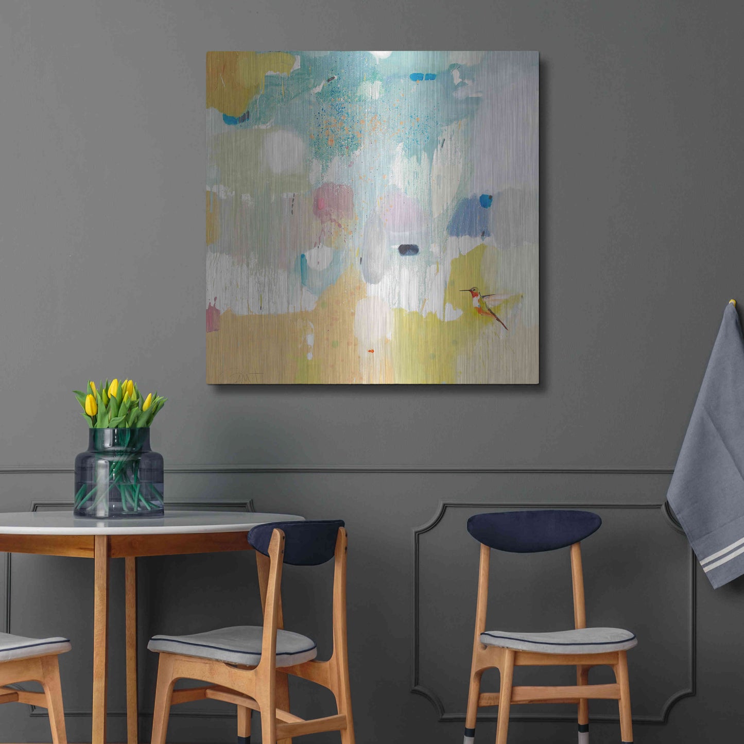 Luxe Metal Art 'Hummingbird at Home 2' by Anthony Grant, Metal Wall Art,36x36