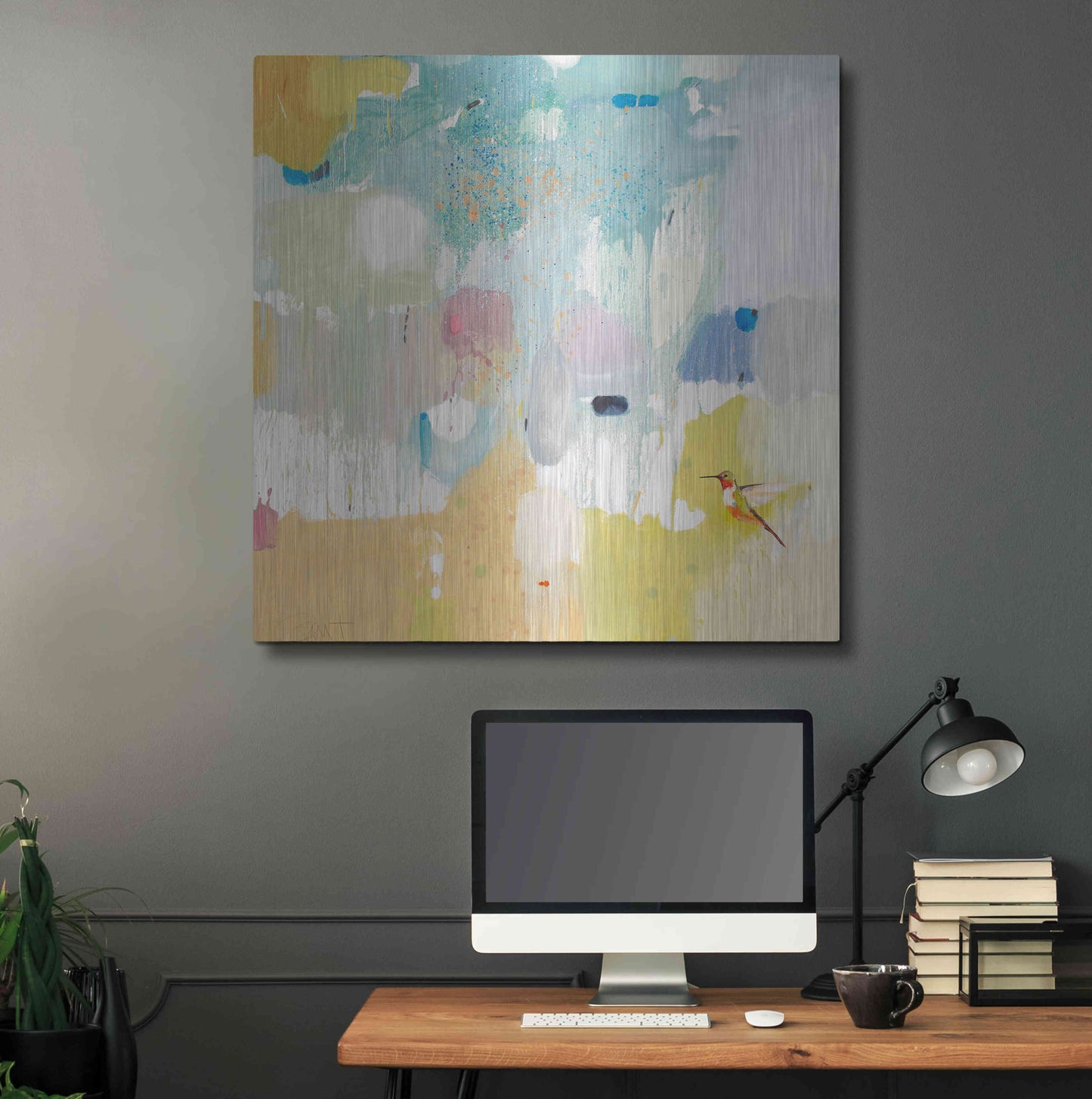 Luxe Metal Art 'Hummingbird at Home 2' by Anthony Grant, Metal Wall Art,36x36