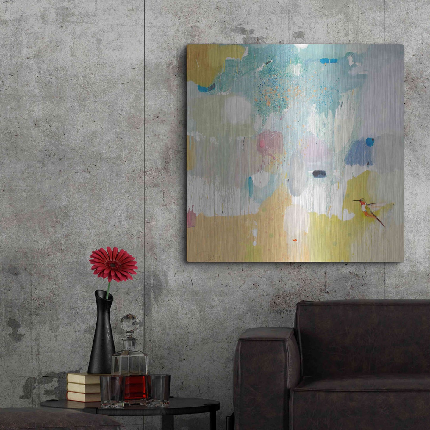 Luxe Metal Art 'Hummingbird at Home 2' by Anthony Grant, Metal Wall Art,36x36