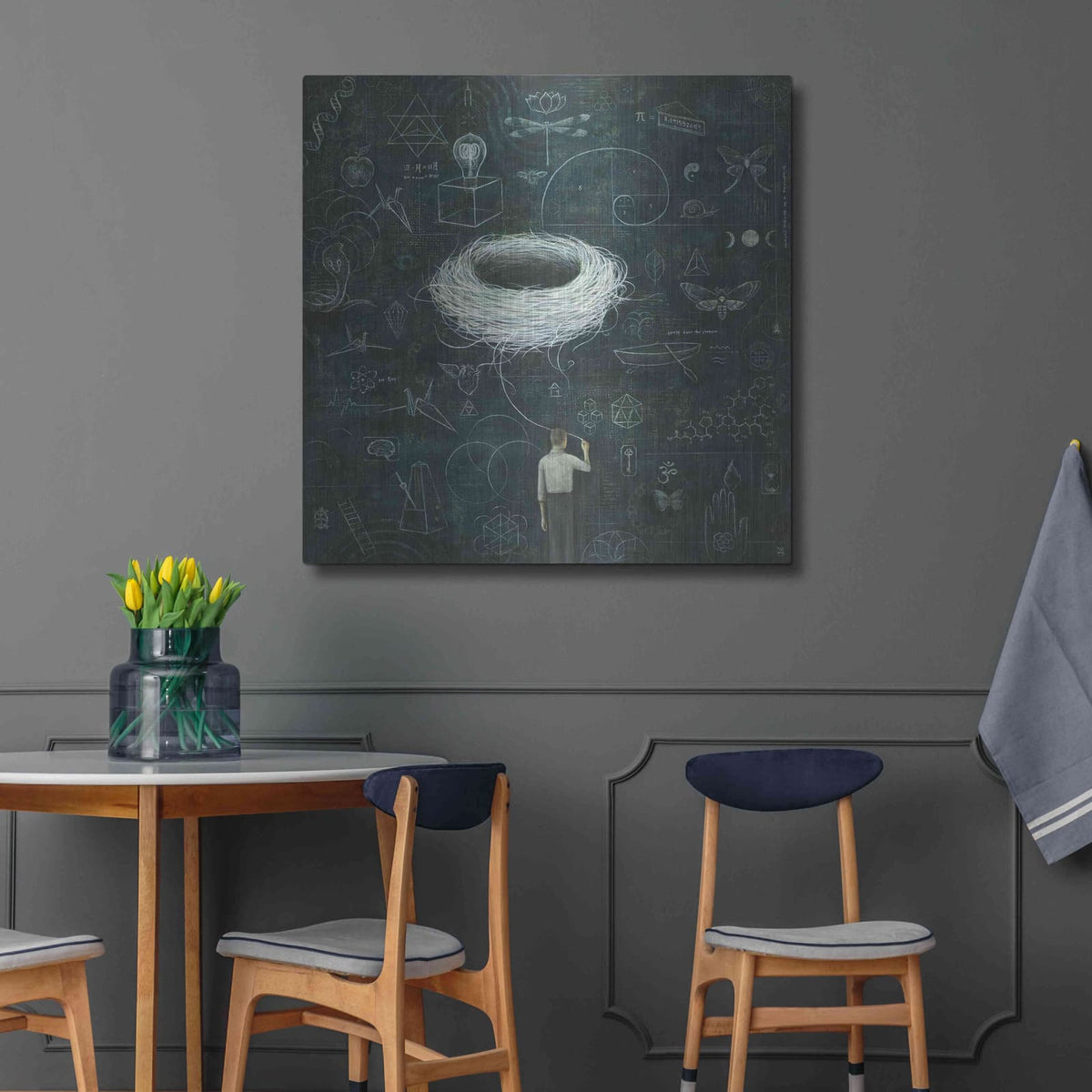 'Drafting Drifting ConsciousNest' by Duy Huynh – Metal Wall Art, 36x36 room view